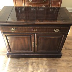 Mahogany Buffet Serving Table On Wheels