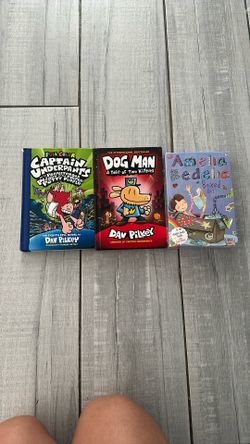dog Man, A Tale Of Two Kittens Captain, Underpants, And The preposterous plight of the purple potty people and Amelia Bedelia boxed set of 4