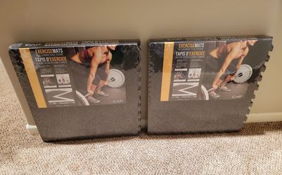 New CAP Black Gym Puzzle Floor Mats 6-Mats-Per-Pack 24 Square Feet