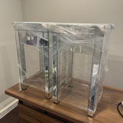 Set Of 2 Modern Mirrored Nightstand $60