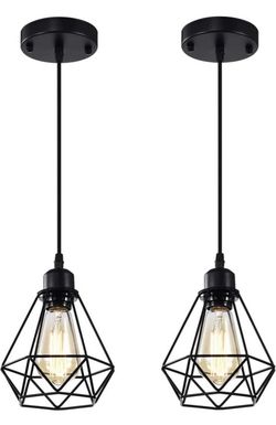 Black Pendant Light Fixtures 2 Pack Industrial Pendant Light Fixture Metal Cage Pendant Lights Farmh