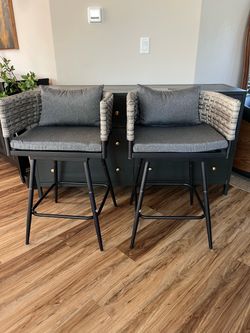 Two Swivel Outdoor Bar Stools