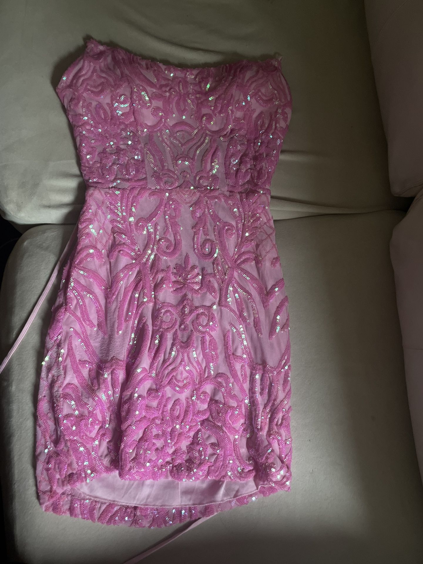 Pink Sequence Homecoming Dress