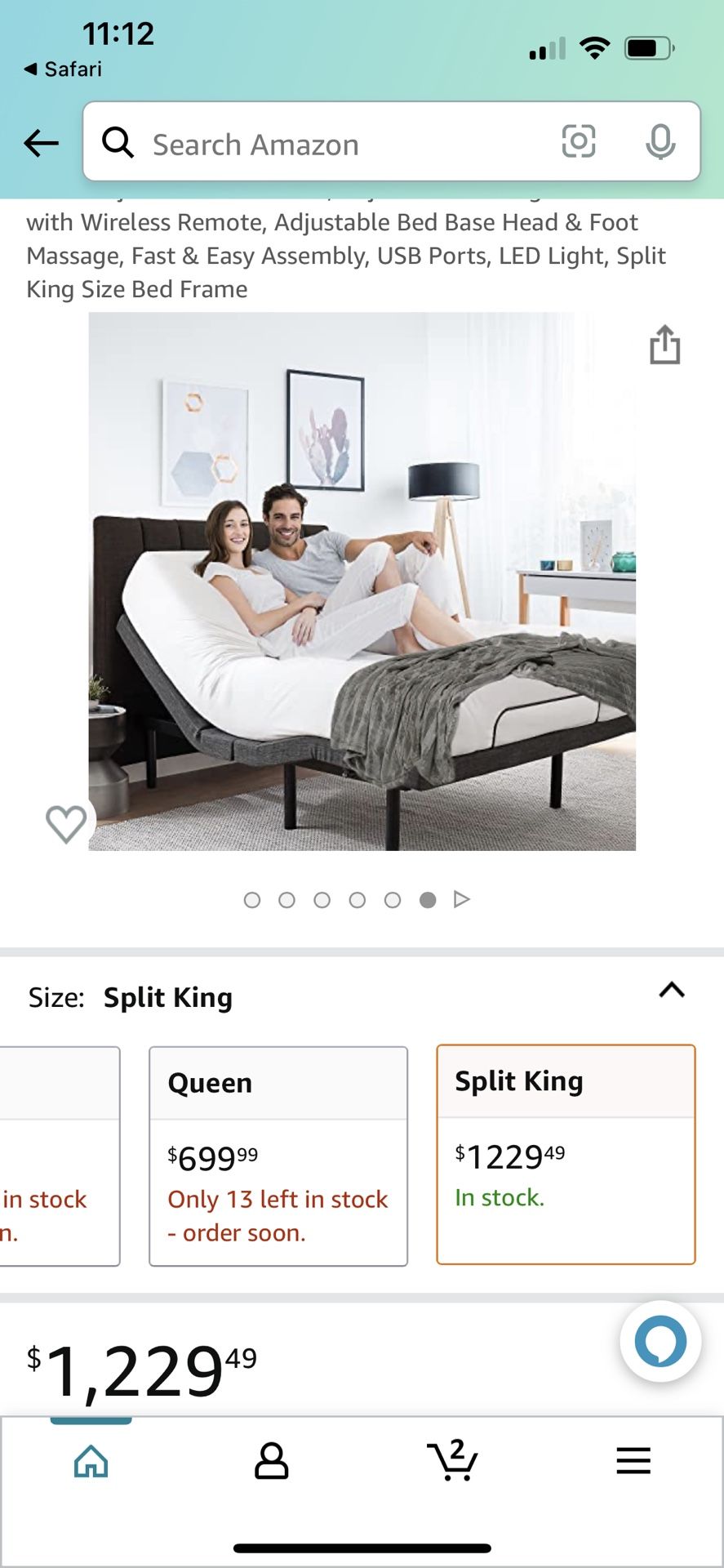 Nestl Adjustable Bed Frame, Adjustable Massage Bed  King Size 
