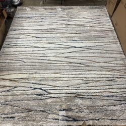 New 7’10” x 9’10” Ivory Stripe Shag Area Rug