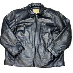 Boston Harbour Soft Leather Jacket Men XXL Quilt Lined Bomber Full Zip Black