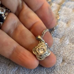 lovely cz sterling pendant with chain