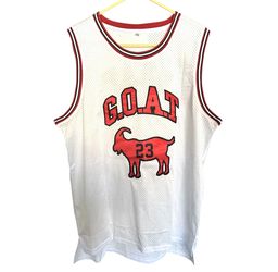 GOAT 23 Basketball Jersey White Red Mesh XL Streetwear Unisex