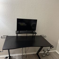 LED Gaming Desk With 24in Roku Tv