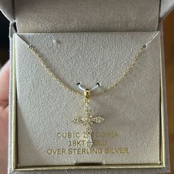 cubic zirconia 18KT gold over sterling silver necklace 