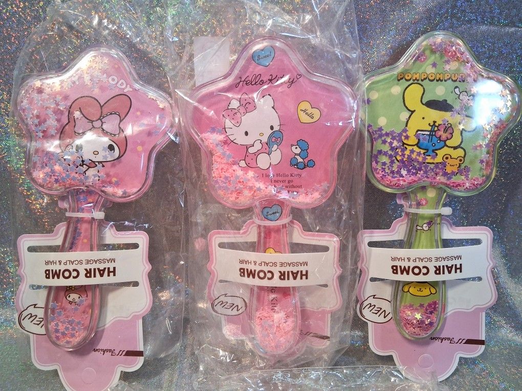 New Hello Kitty & Friends Glitter Star Hair Brushes - $4 Each