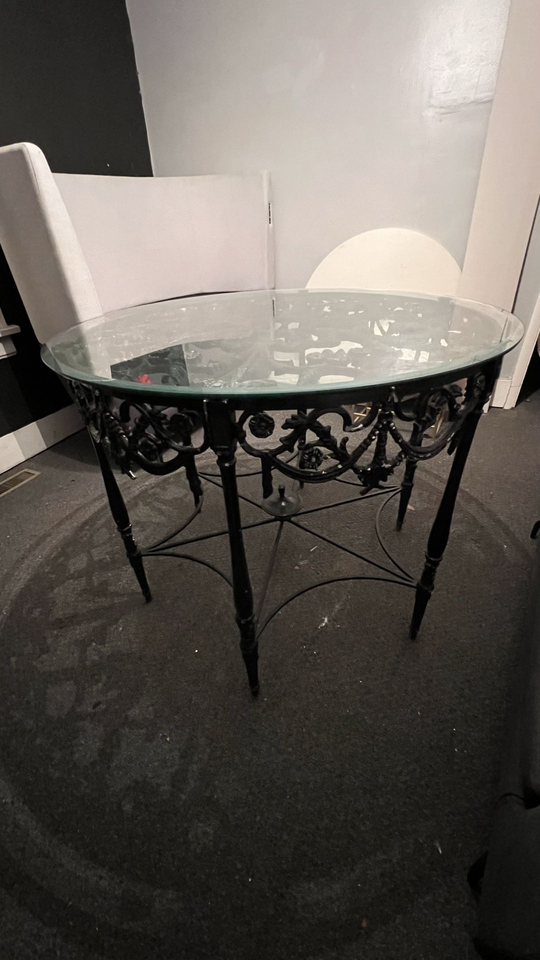 4’ Round Ornate Cast Iron Display Table