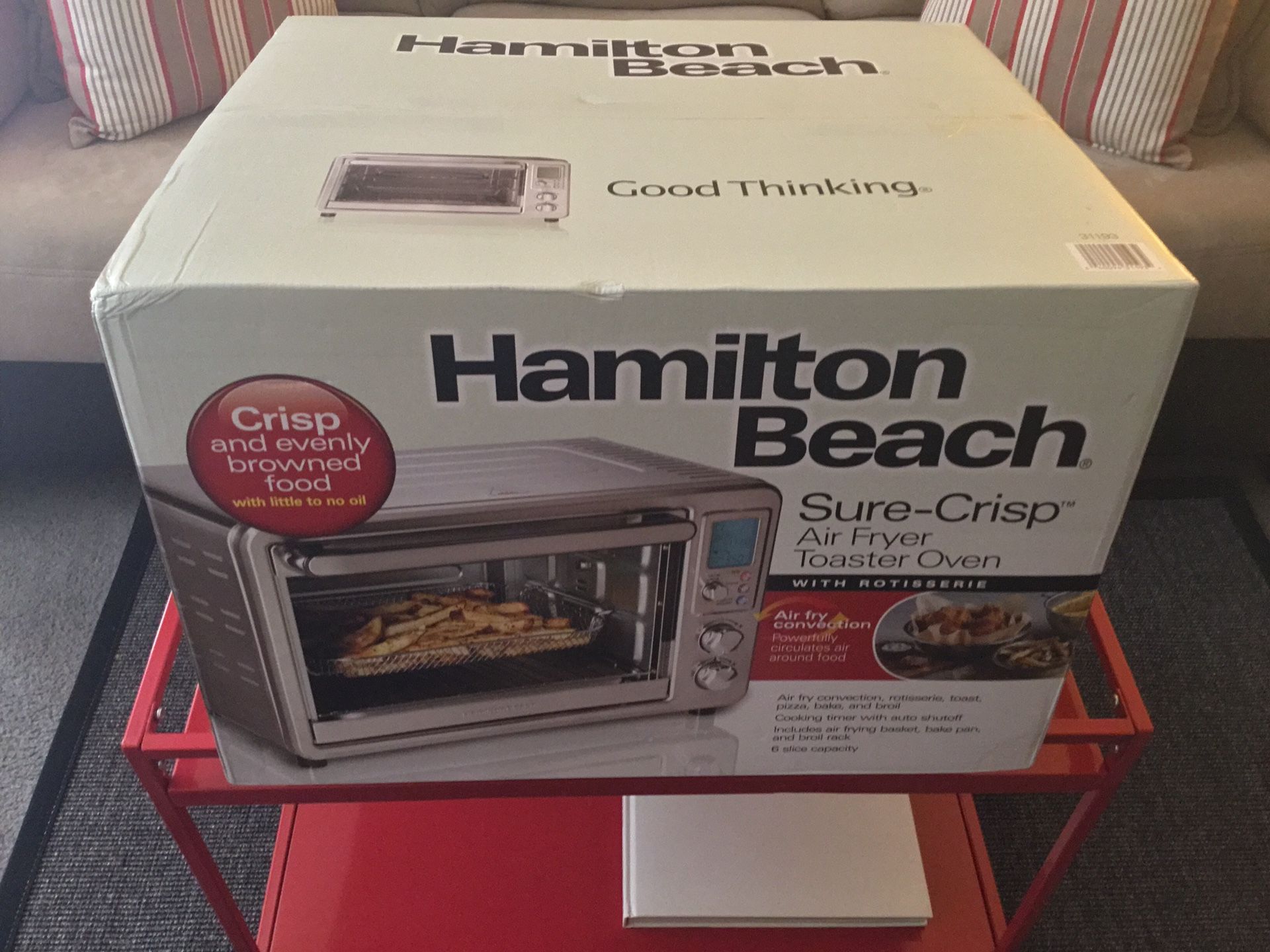 Brand New! Hamilton Beach Sure Crisp Air Fryer Toaster Oven with Rotisserie (SEE ALL 6 PHOTOS)