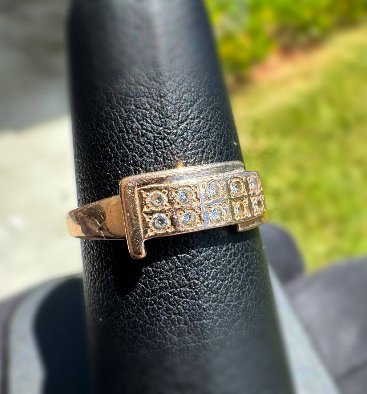 Vintage Jewelry 14k solid rose red gold white cz stones 0.30CTW ring size 6.75