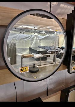 $95.00 New 24" LED Black Round Medicine Cabinet