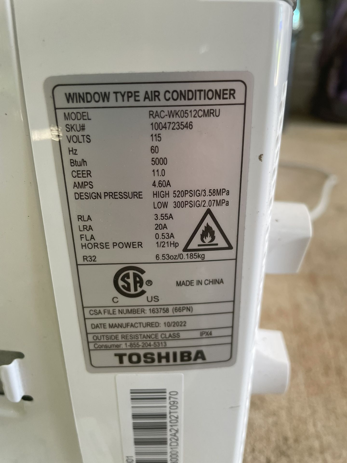 5000 BTU Toshiba window Units