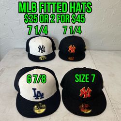MLB New Era New York Yankees And Los Angeles Dodgers 59fifty Fitted Hats Size 6 7/8, 7 And 7 1/4