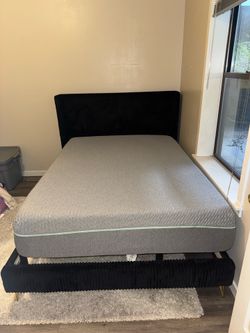 Queen bed frame and mattress