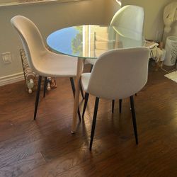 Round Glass Dining Table Including Chairs