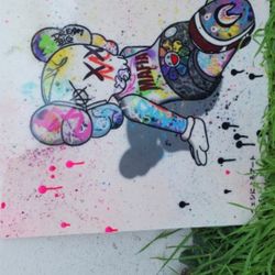 25 In X 33 In Supreme Bear Graffiti Art