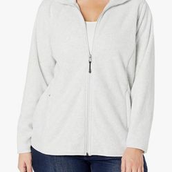 Amazon Basics Women’s Zip Up Fleece Sweatshirt-Light Gray-NEW