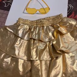 Girls Gold Skirt/sunglasses Size 10/12