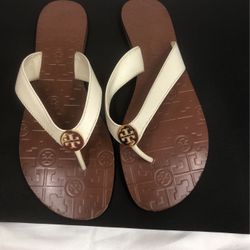 Tory Burch Step In Slippers, Beige/brown, Size 10.5
