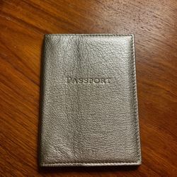 Metallic Pebbled Leather Gold Passport Holder/Cover