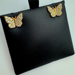 Jewelry .925 sterling silver CZ 0.6 CTW round butterfly shape earrings