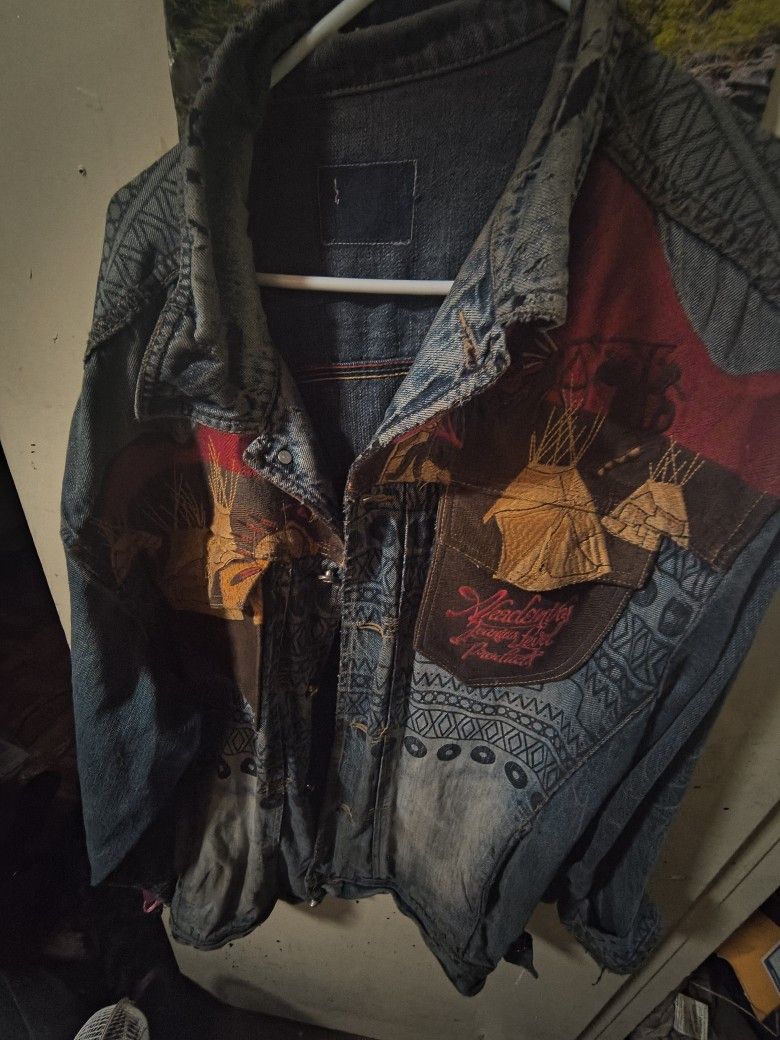 Customer Native Themed Denim Jacket