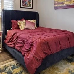 Queen Bed With USB Ports LIKE NEW! (Frame Only No Mattress Or Box spring)