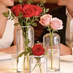 Beautiful Clear Glass Bud Vases (15 Total)