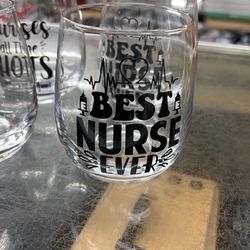 12 Pcs Nurse Gifts Wine Glass 12oz Nurse Week Glass Cup Nurse Appreciation Stemless Wine Glass Nursing Graduation Glass Gifts Drinking Glass Cups Nur