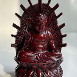 Vintage Vermillion Resin Buddha Sculpture / Paperweight / Gift
