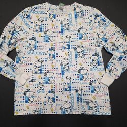 Peanuts Snoopy Long Sleeve Scrub Top Shirt Size Large Medical Dental, 