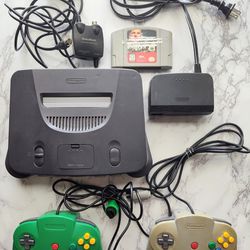Nintendo 64 with WCW Mayhem game and 2 controllers