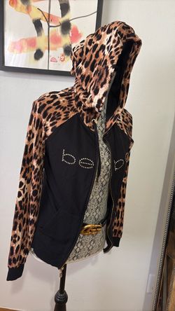 bebe Leopard Print Zip-Up Hoodie