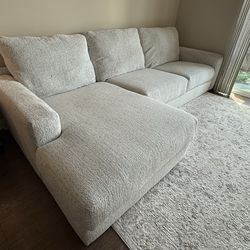 Mason White 123'' 2 Piece Left Arm Facing Chaise Sectional