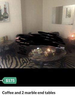Coffee and 2 marble end tables