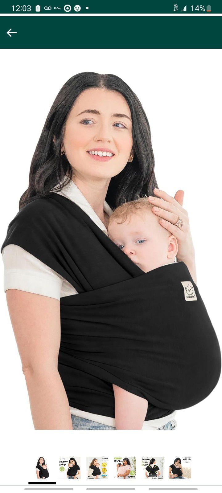 Kea Babies Baby Wrap Carrier (Black)