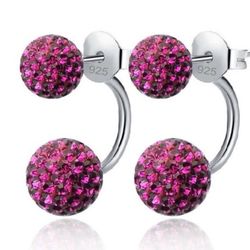 925 sterling silver crystal ball earring