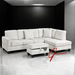 New! Super Comfy! Luxurious Soft Touch Sofa Sectional! FREE STORAGE OTTOMAN! 