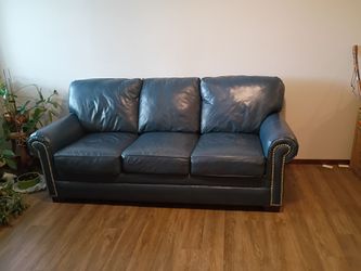 Navy, Genuine Leather Sofa and Loveseat