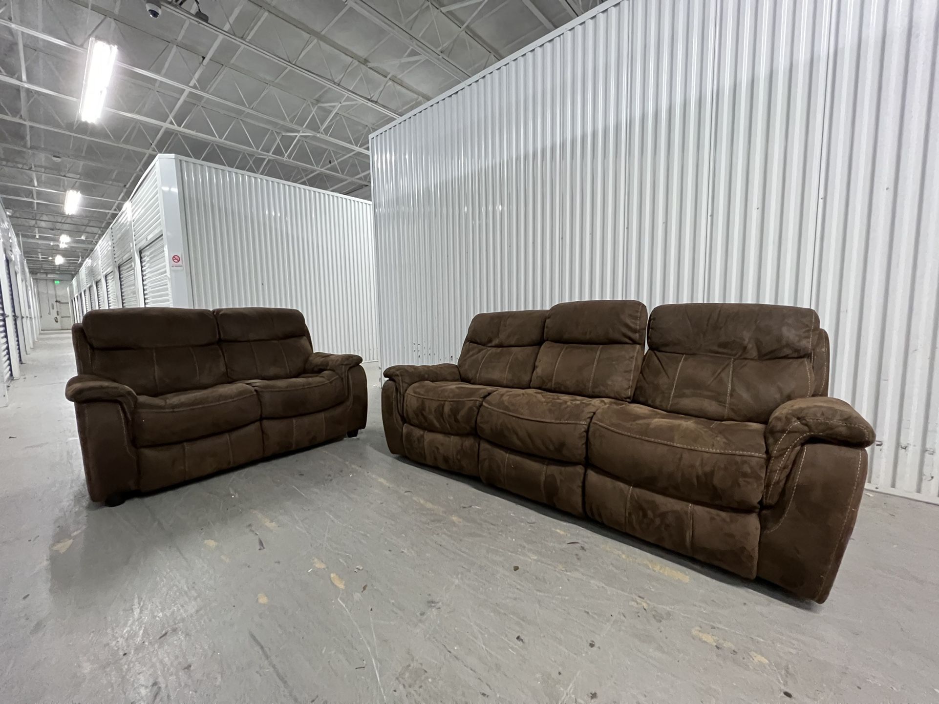 Ashley Microfiber Set (Reclinable Sofa & stationary Loveseat)