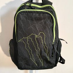 Monster Energy Drink Large Backpack Black Neon Green Book Bag
