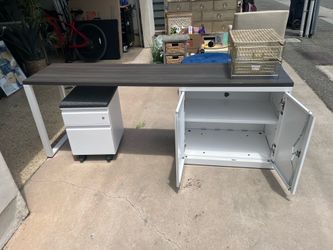 Office desk with side cabinet/ craft table