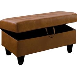 35” Ottoman With Storage,Leather ..Brown 