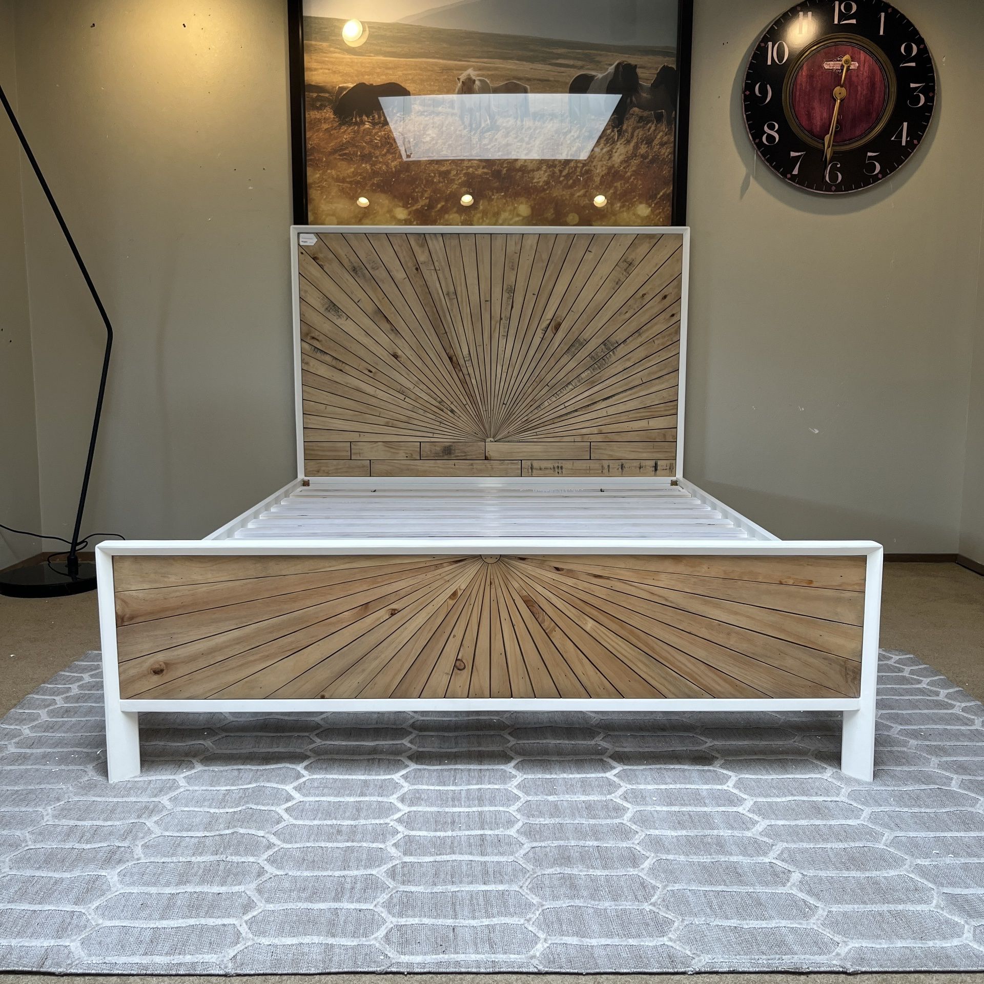 White Pattern Front Queen Bed