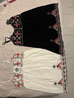 Black and Whit Embroidered Boho Dresses