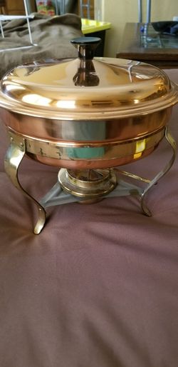 Copper And Brass Vintage Chaffer Pan And Skillet 